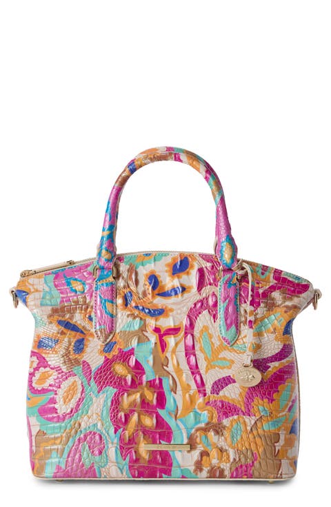 Large Duxbury Croc Embossed Leather Satchel