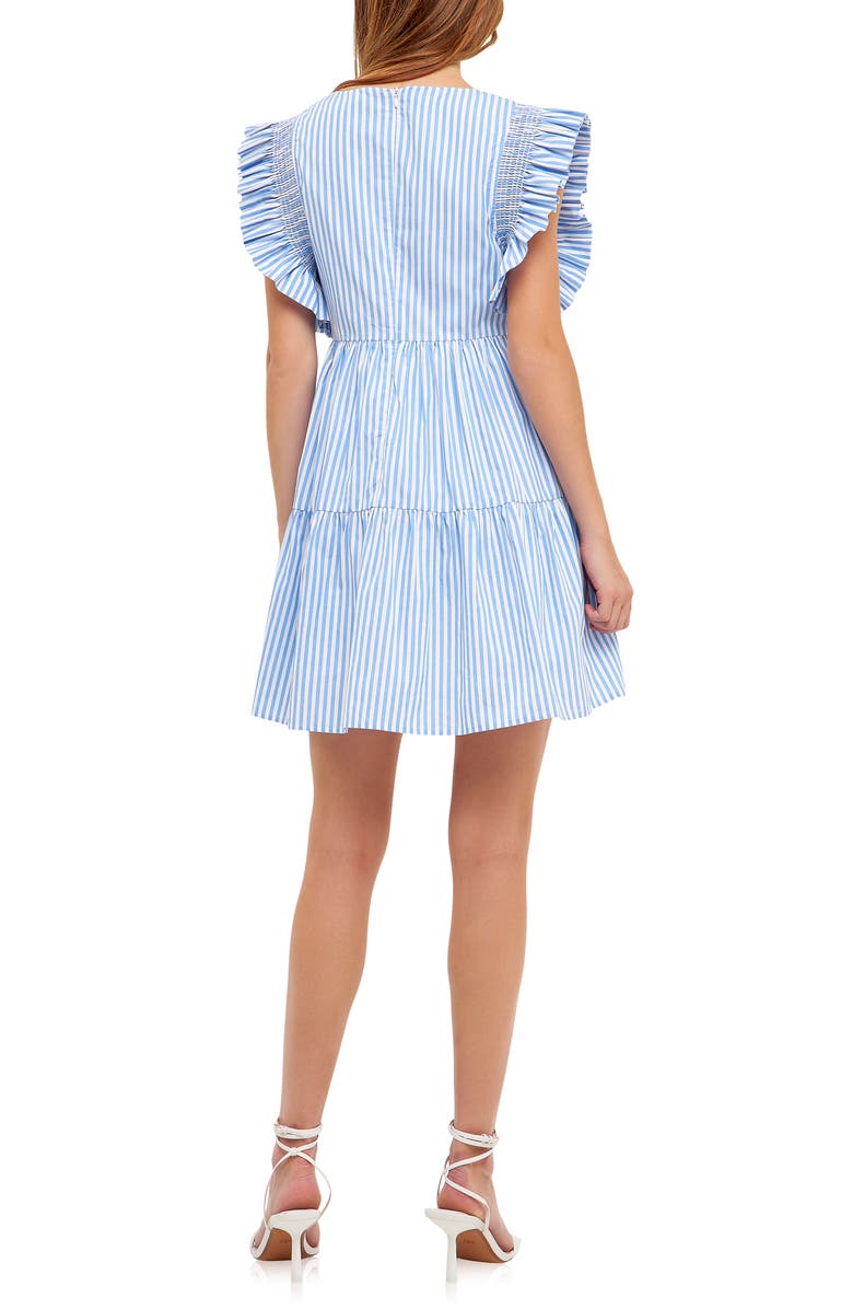 English Factory Stripe Square Neck A-Line Dress, Alternate, color, 