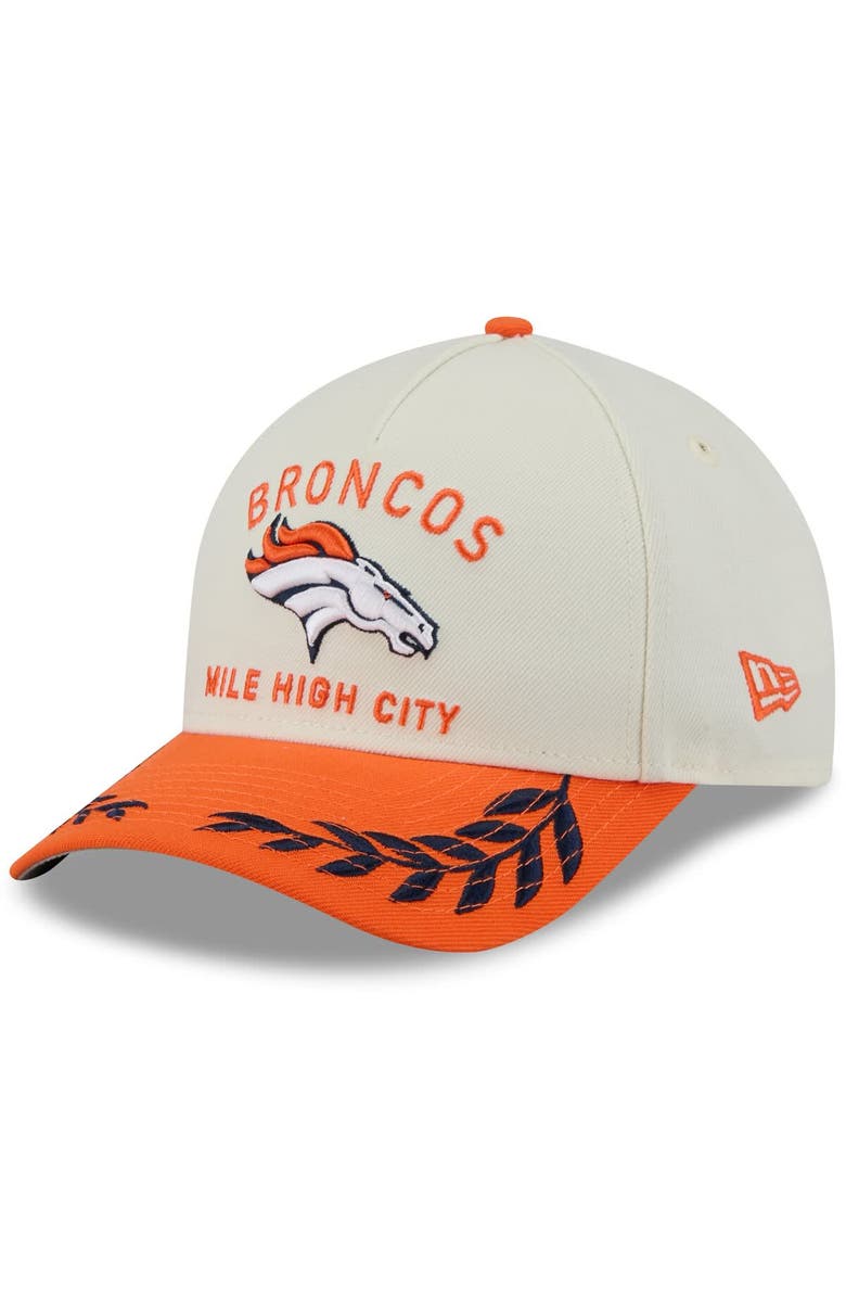 New Era Men's New Era Cream/Orange Denver Broncos 2025 NFL Draft 9FORTY A-Frame M-Crown Adjustable Hat, Main, color, Cream