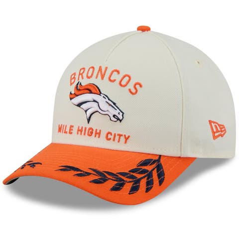 Men's New Era Cream/Orange Denver Broncos 2025 NFL Draft 9FORTY A-Frame M-Crown Adjustable Hat