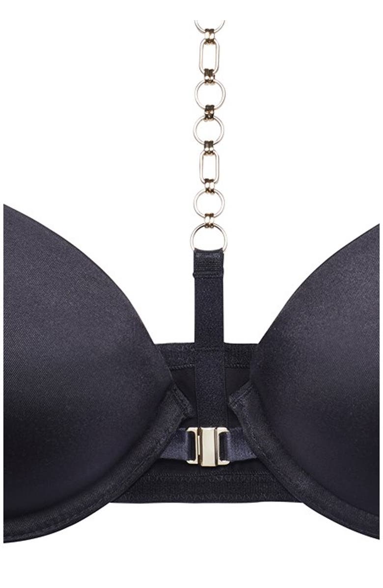 LASCANA Women's Chain Back Detail Push Up Bra, Alternate, color, Black