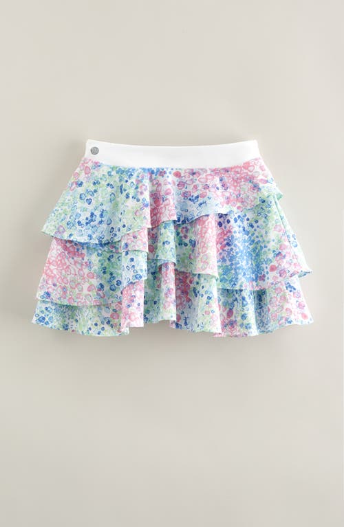 Zella Girl Kids' Tiered Skort In Green Verde Rainbow Pebbles