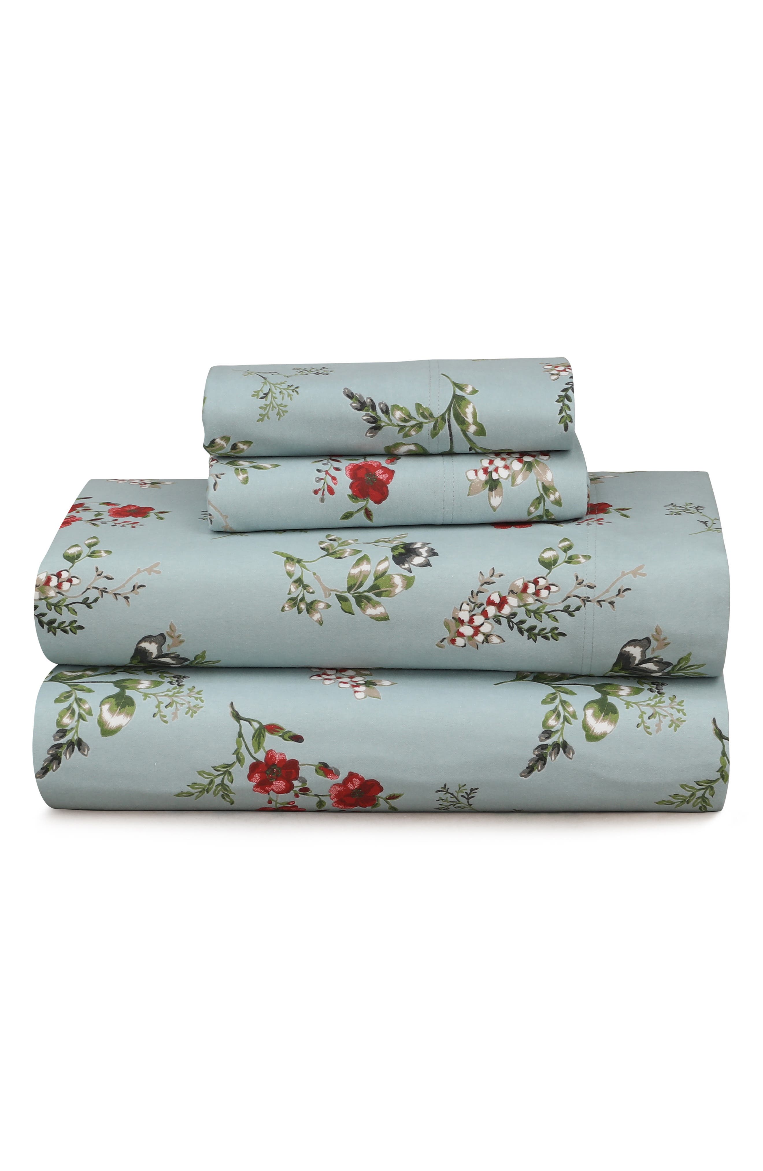 AZORES HOME Leilani Floral Cotton Flannel Sheet Set