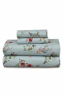 AZORES HOME Leilani Floral Cotton Flannel Sheet Set