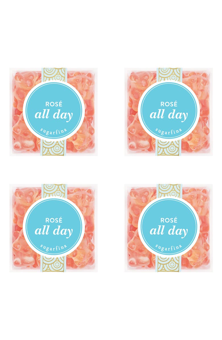 sugarfina Rosé All Day Bear Set of 4 Candy Cubes, Main, color, Blue