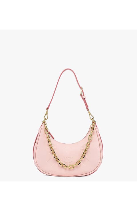 Aren Crescent Hobo Bag in Maxi Monogram Leather