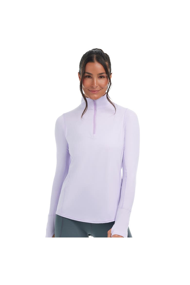 Women's Long Sleeve Sun and UV Protection Relaxed Mock Zip Top, Main, color, Lavender
