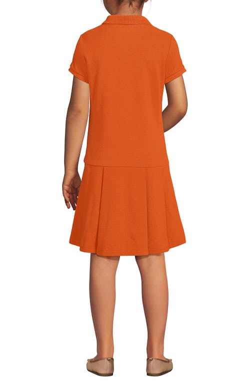 Lands' End School Uniform Girls Short Sleeve Mesh Pleated Polo Dress In Orange
