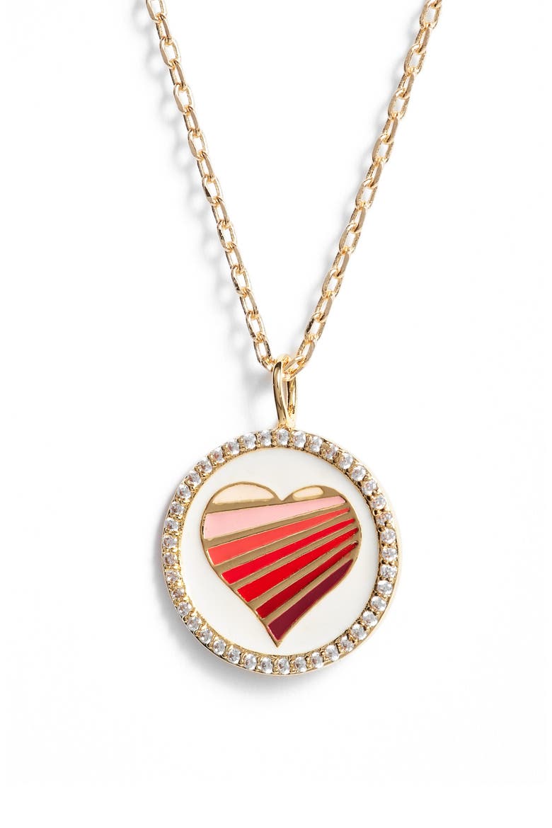Reversible Enamel Pendant Necklace, Main, color, HEART/ GOLD