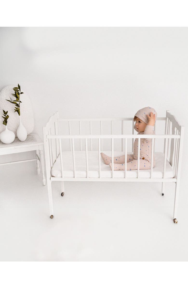 MiniMoi 2 Piece Set Star-Pattern Footie and Beanie, Alternate, color, Blue Bell