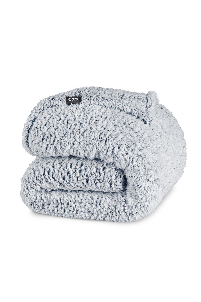 Tipped Faux Shearling Blanket, Main, color, Dusty Blue