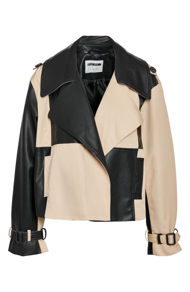 Noisy may Paula Colorblock Leather Trim Jacket, Alternate, color,