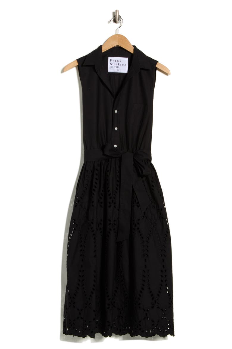 Sleeveless Cotton Eyelet Dress, Alternate, color, BLACK EYELET