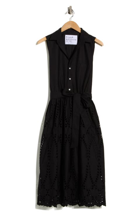 Sleeveless Cotton Eyelet Dress