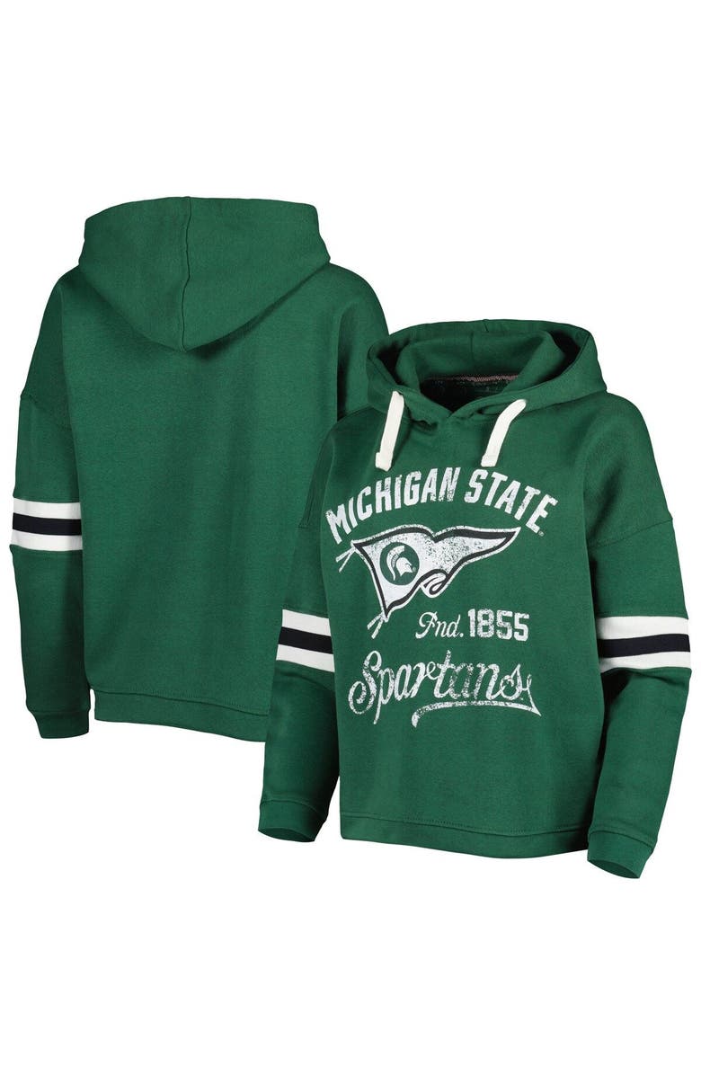 PRESSBOX Women's Pressbox Green Michigan State Spartans Super Pennant Pullover Hoodie, Main, color, Green