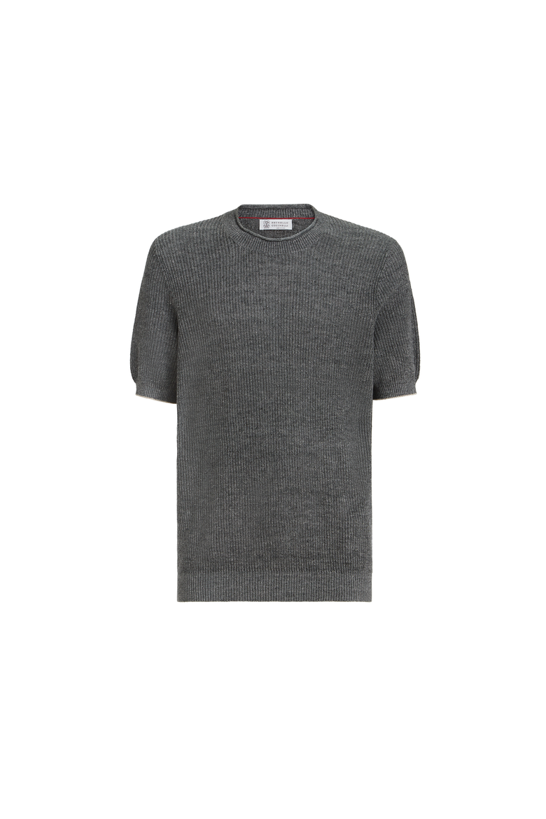 Linen and cotton T-shirt, Alternate, color, Dark Grey