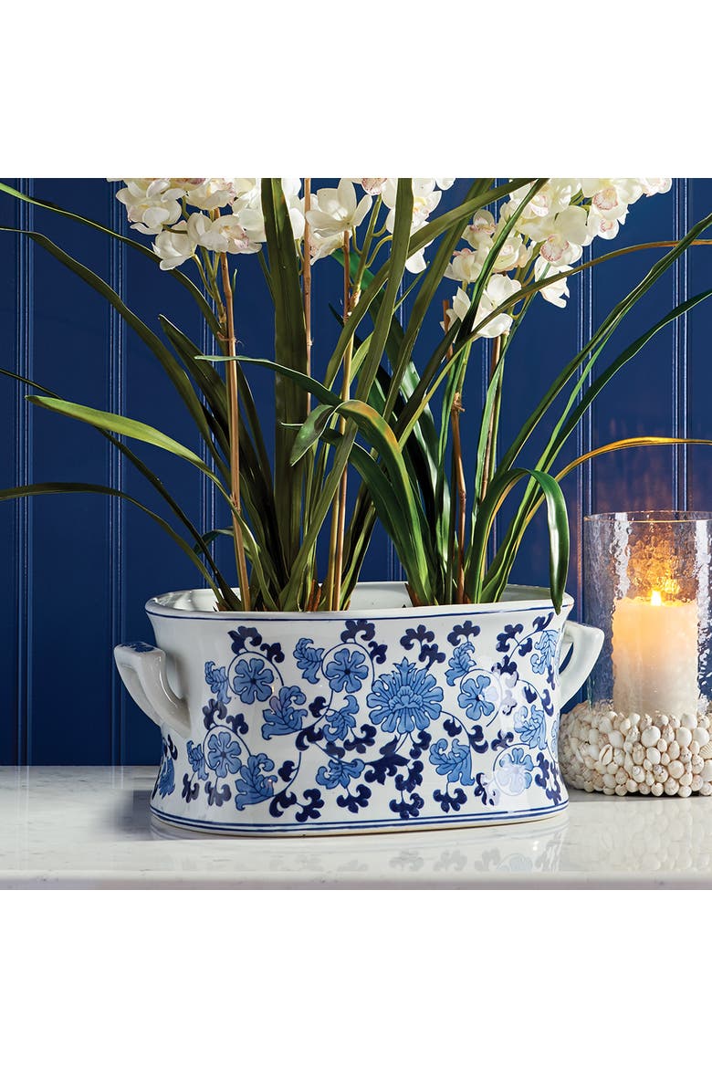 Barclay Butera Dynasty Lotus Planter, Alternate, color, Blue