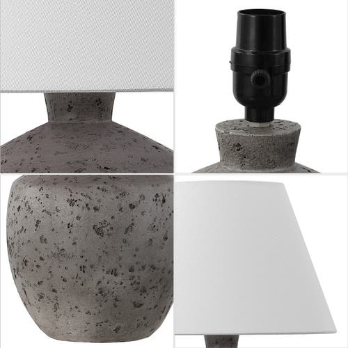 Jonathan Y Myron 18" Minimalist Scandinavian Concrete Effect Resin/iron Led Table Lamp In Antique Gray