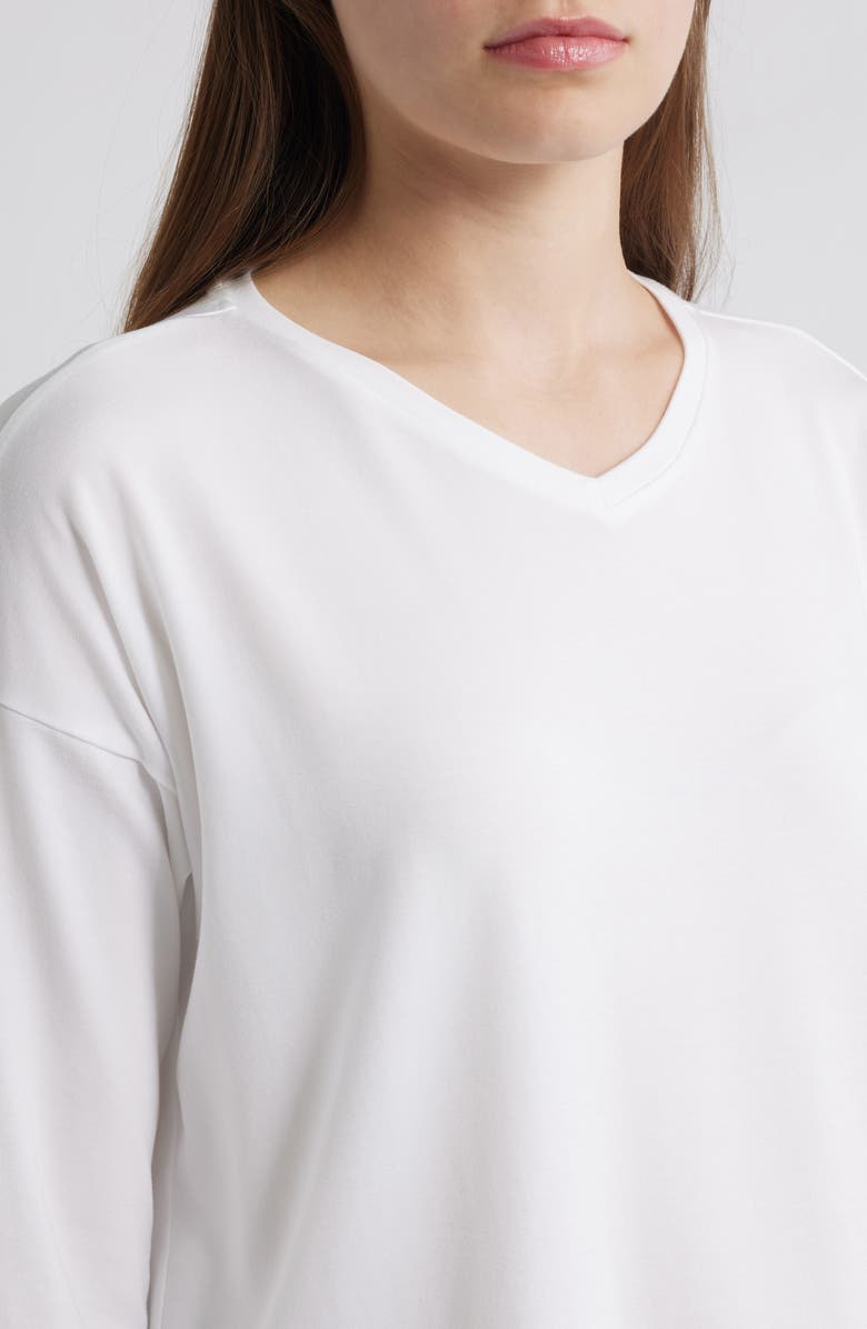 Eileen Fisher V-Neck Long Sleeve Box T-Shirt, Alternate, color, White