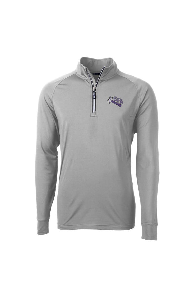 Cutter & Buck Men's Cutter & Buck Gray Stephen F Austin Lumberjacks Adapt Eco Knit Stretch Recycled Quarter-Zip Pullover Top, Alternate, color, 