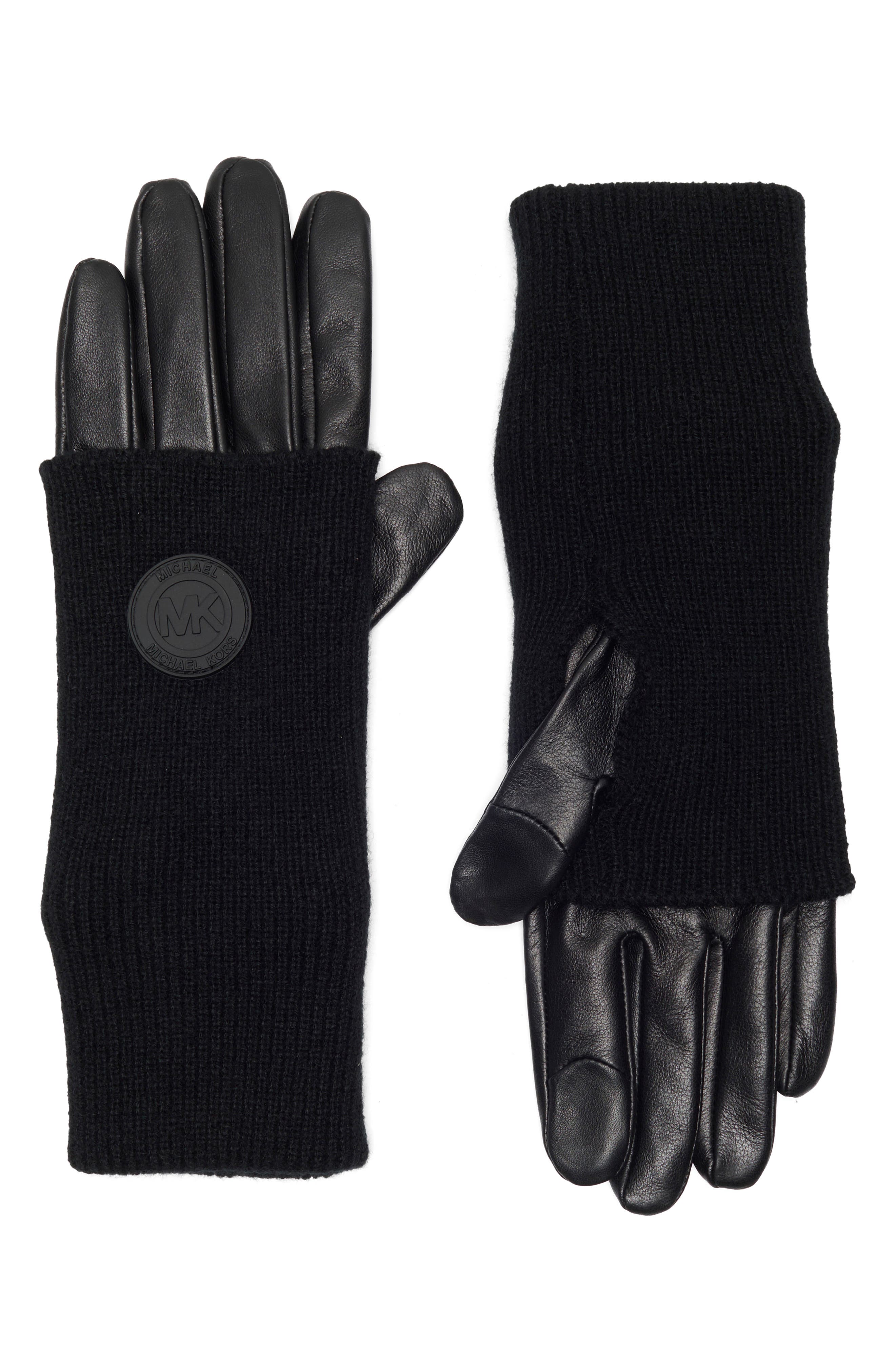 MICHAEL Michael Kors Foldover Cuff Leather Gloves