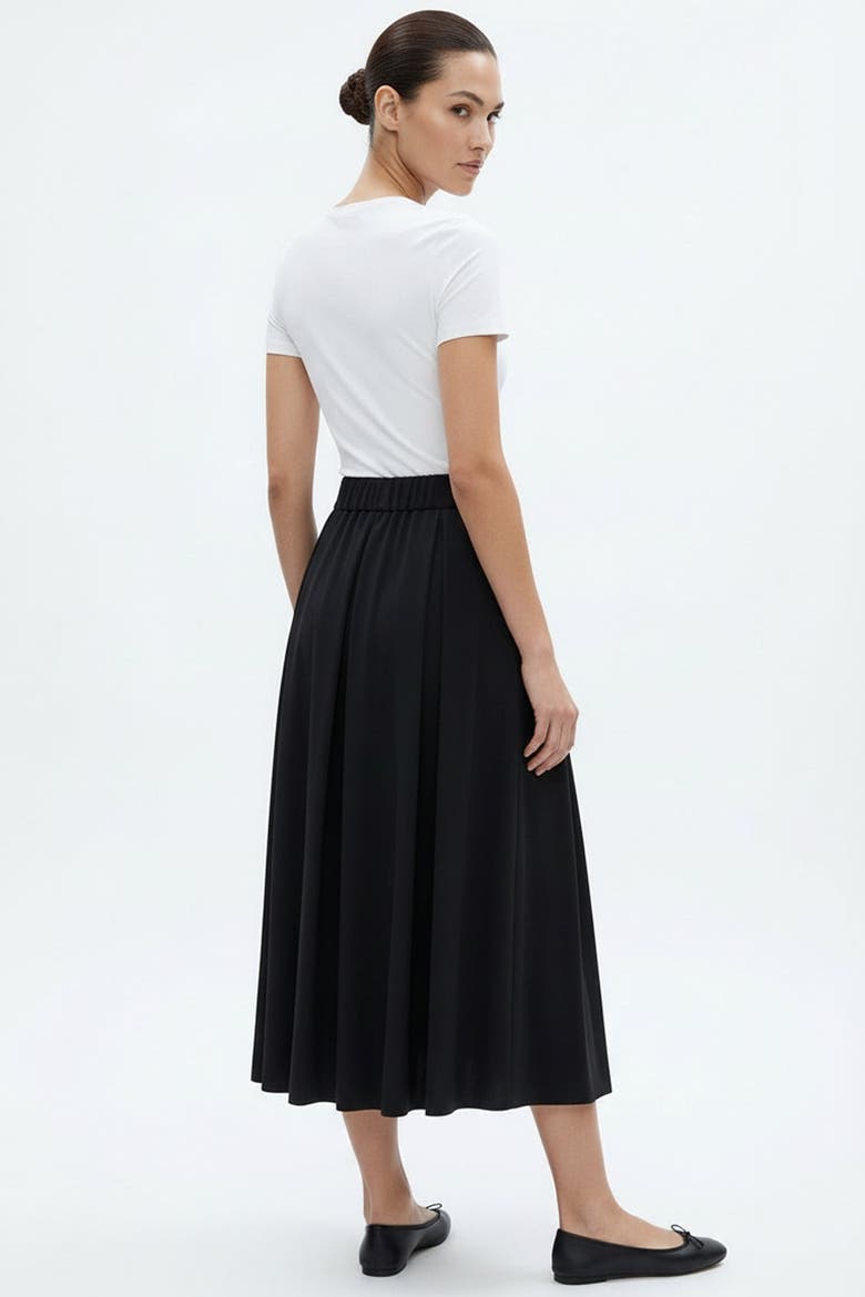 Jakayla Chic Pleated Midi Skirt, Alternate, color, BLACK