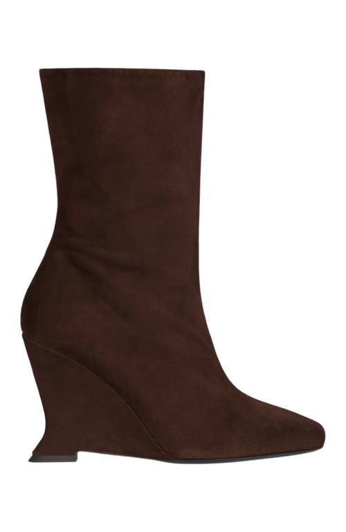 Balmain Wedge Ankle Boots In Brown
