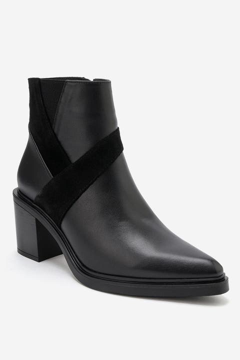 Jessica Leather Block Heel Zip Boot