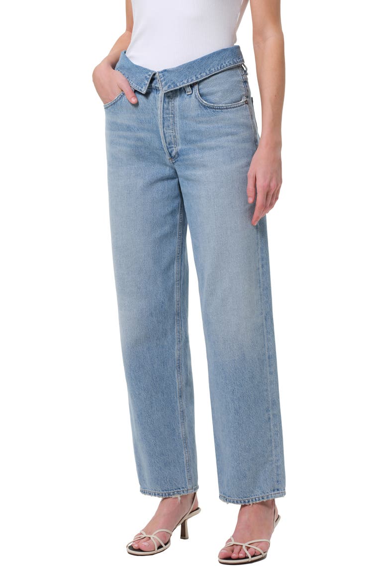 Echo Foldover Waist Tapered Straight Leg Jeans, Main, color, SYLLABLE