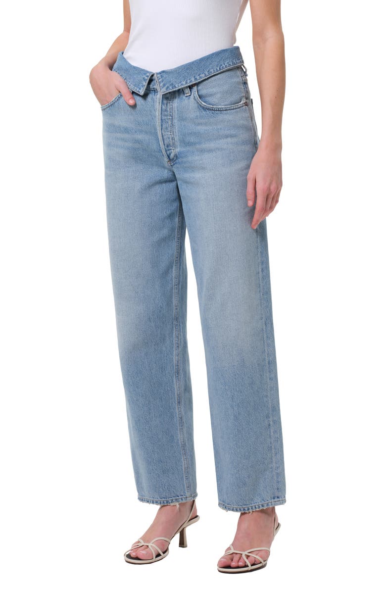 AGOLDE Echo Foldover Waist Tapered Straight Leg Jeans, Main, color, Syllable