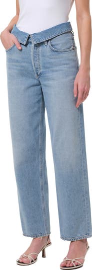 AGOLDE Echo Foldover Waist Tapered Straight Leg Jeans