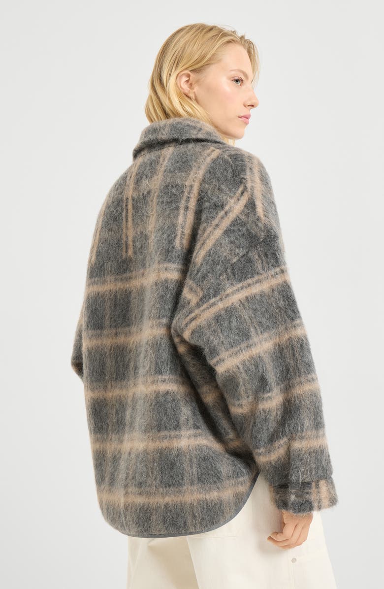 Brunello Cucinelli Jacquard check knit outerwear jacket, Alternate, color, Grey