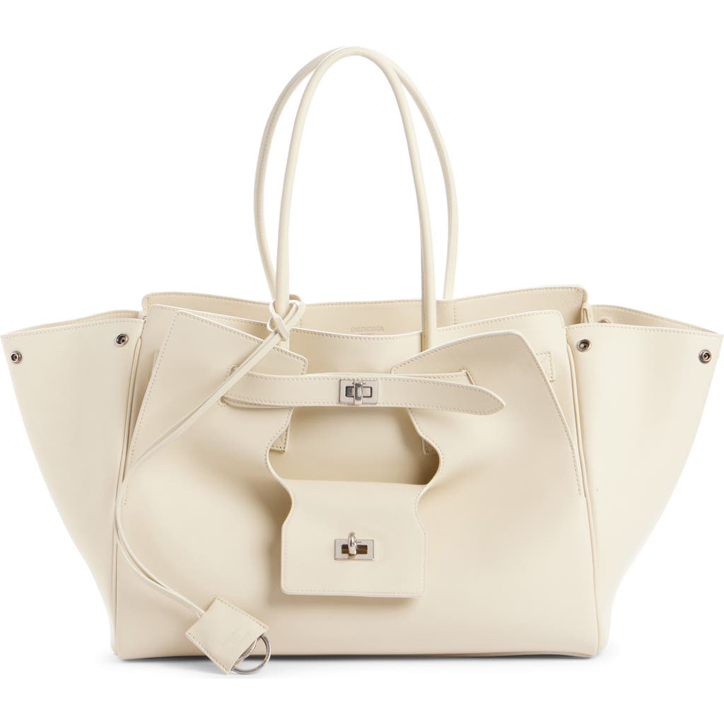 Balenciaga Medium Bel Air Calfskin Leather Tote In 9723 Soya