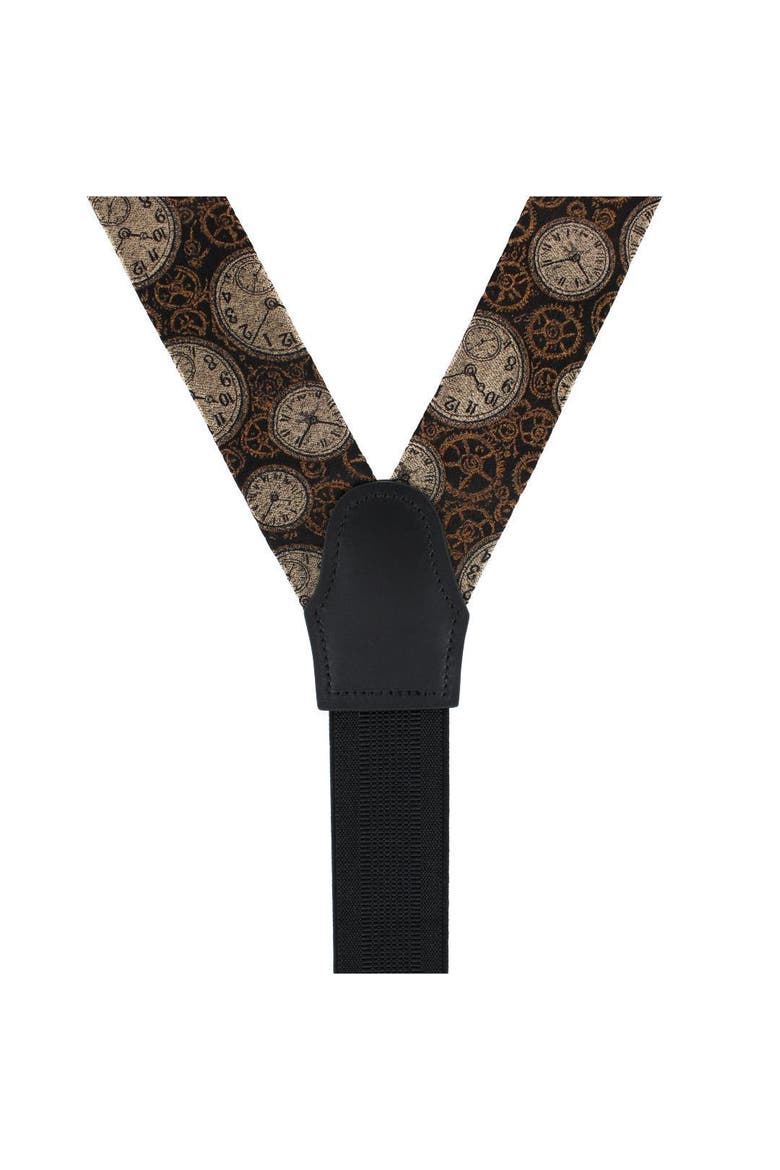Horologe Novelty Silk Formal End Suspenders, Alternate, color, Black