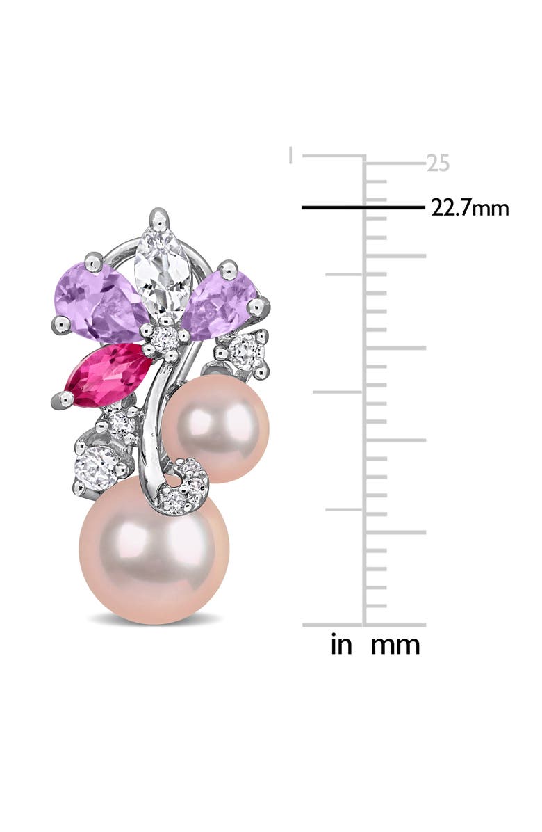 DELMAR Pink Cultured Pearl & Semiprecious Stone Earrings, Alternate, color, Pink Multi