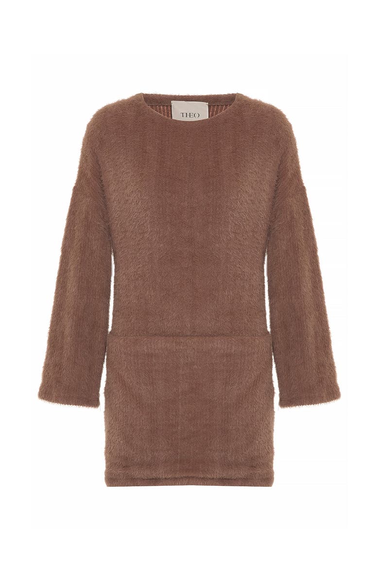 THEO The Label Carme Plush Lace Sweatshirt Dress, Main, color, Lantana