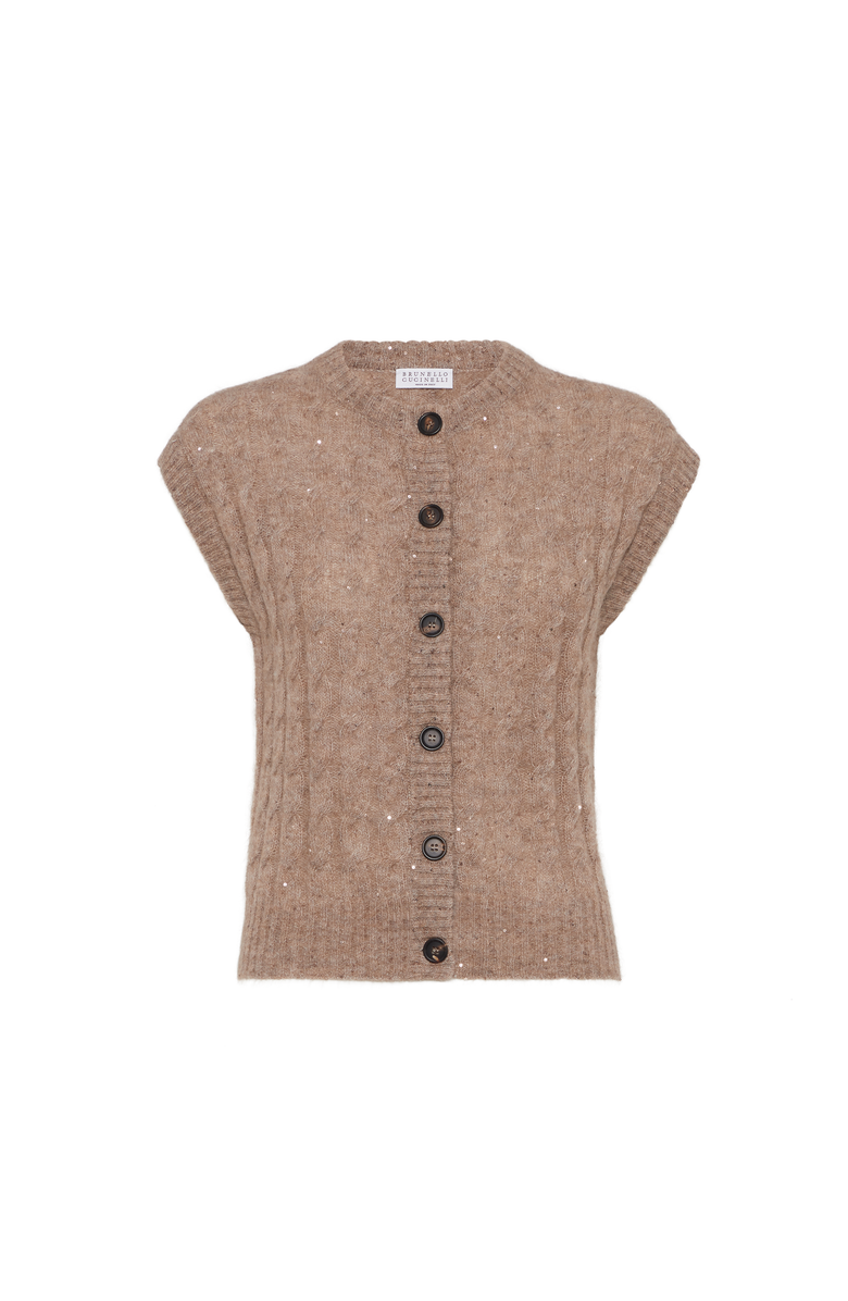 Brunello Cucinelli Dazzling Cable cardigan, Main, color, Hazelnut