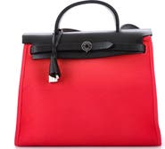 Pre-Owned Hermes Herbag Zip Leather and Toile 31