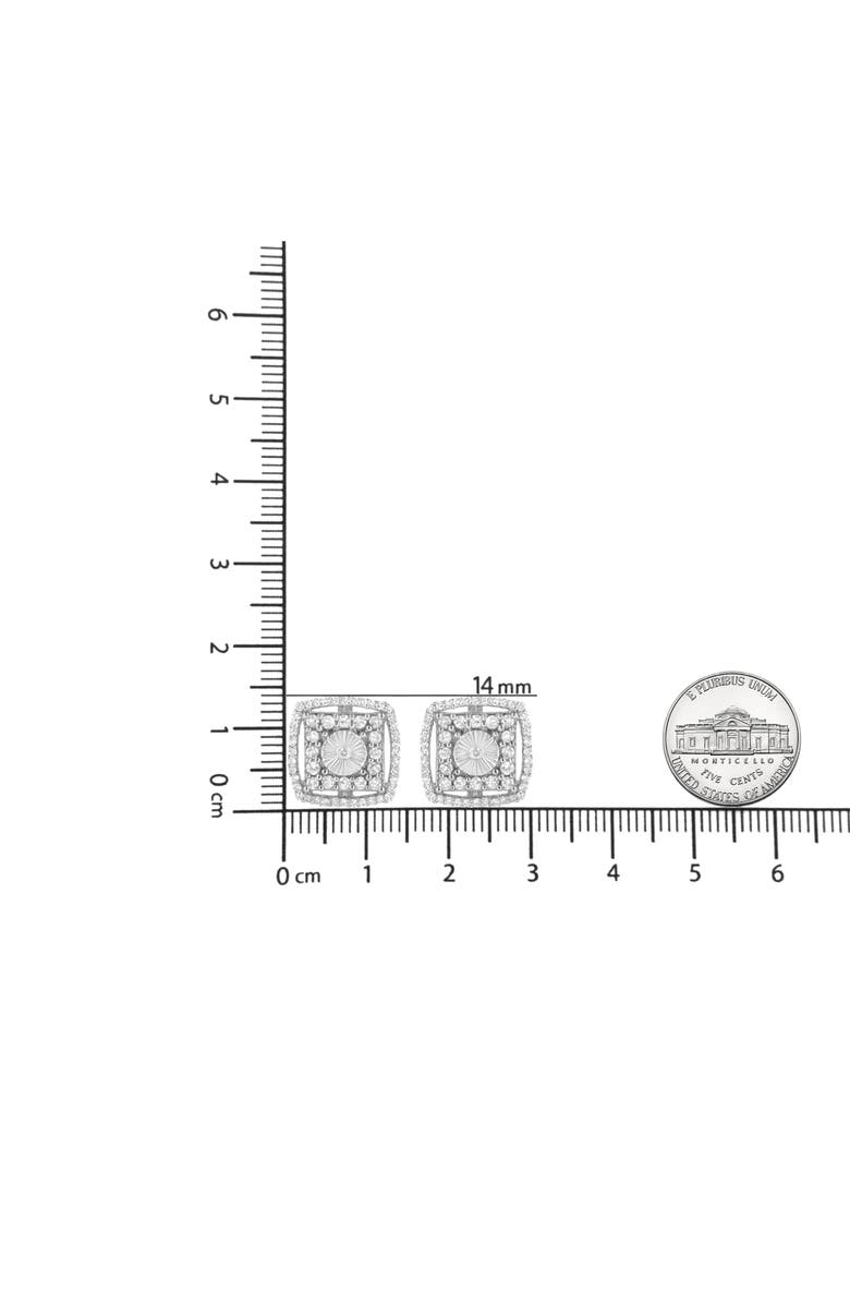 Haus of Brilliance Silver 1.0 Ct Round Diamond Double Halo and Disc Stud Earring, Alternate, color, White