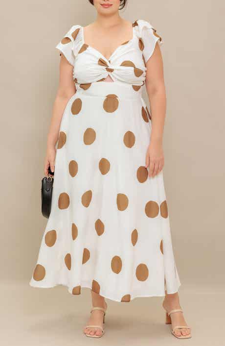FLYING TOMATO Polka Dot Midi Dress