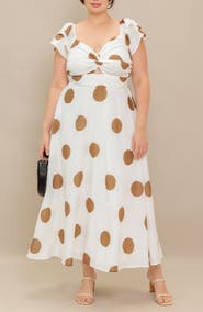FLYING TOMATO Polka Dot Midi Dress