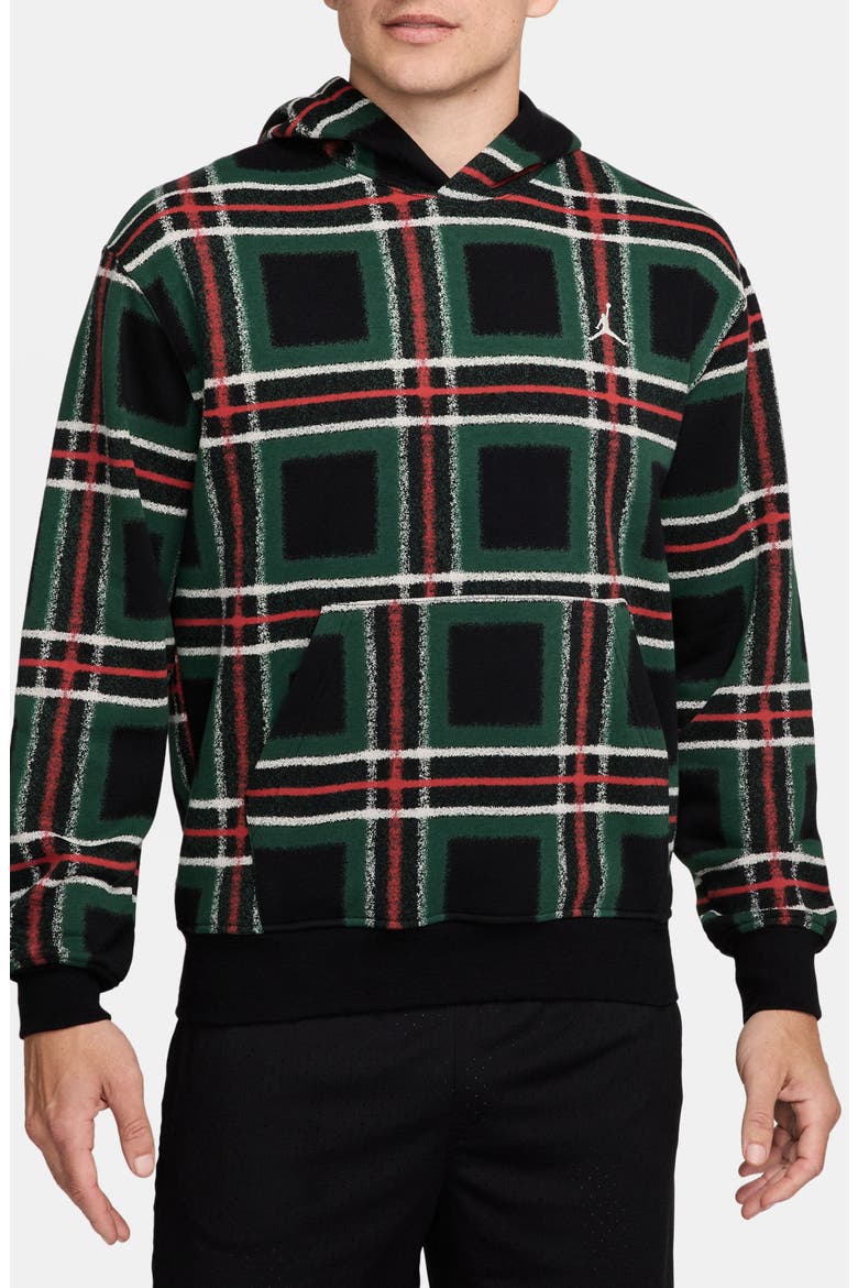 Essentials Holiday Plaid Hoodie, Main, color, BLACK/ SAIL