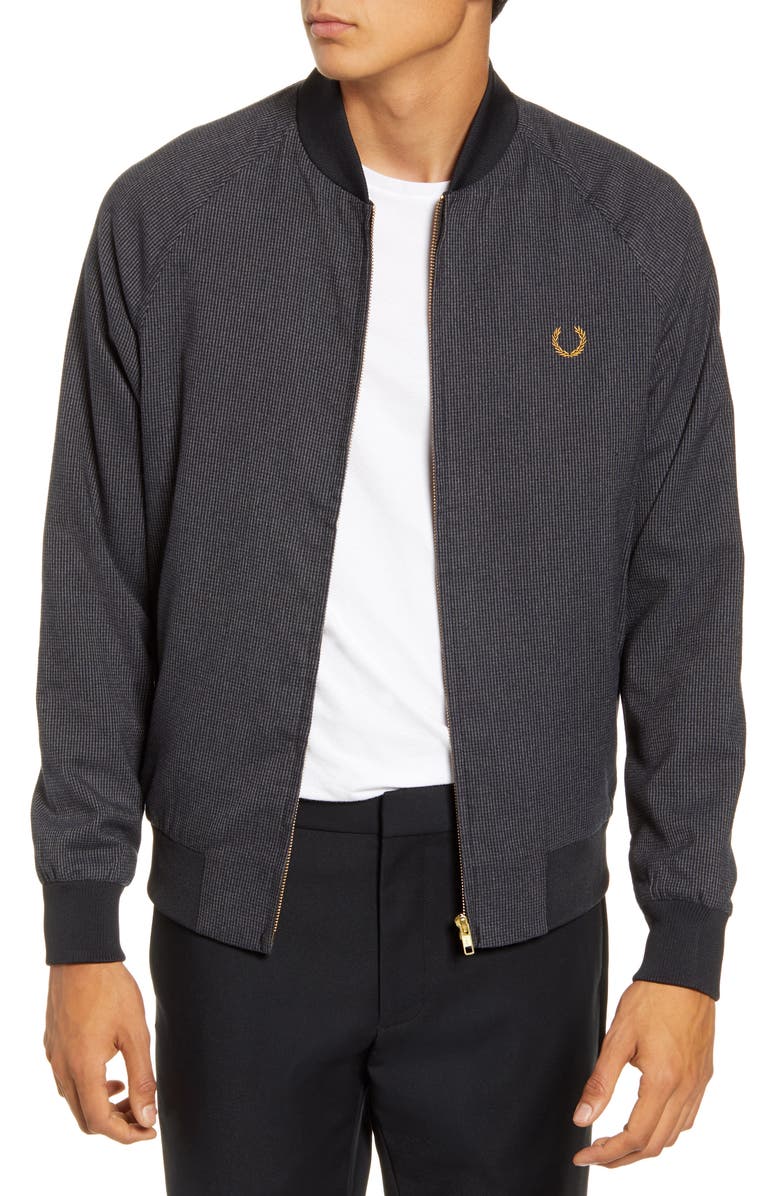 Fred Perry Slim Fit Houndstooth Bomber Jacket, Main, color, 