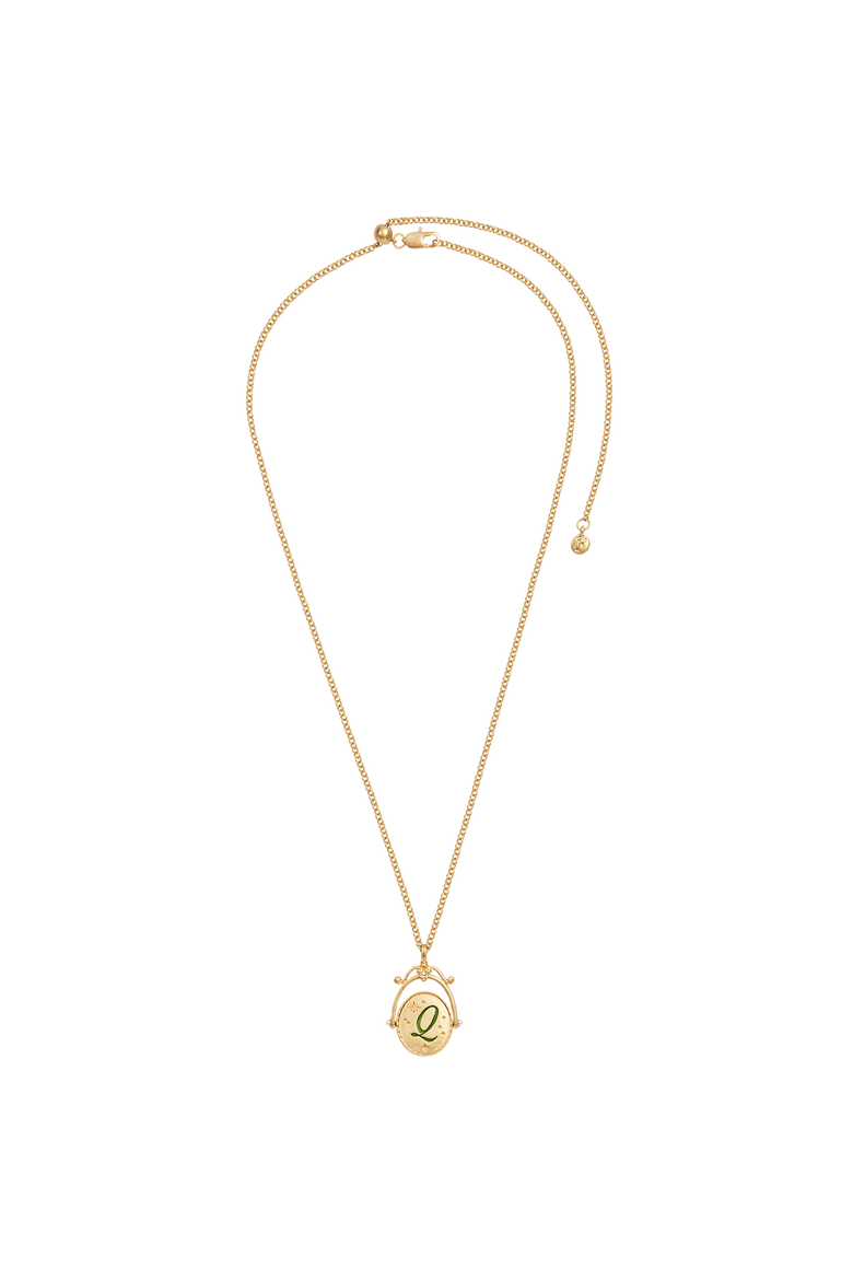 Q Initial Queen Annes Lace Gold Spinner Chain Necklace, Alternate, color, Gold