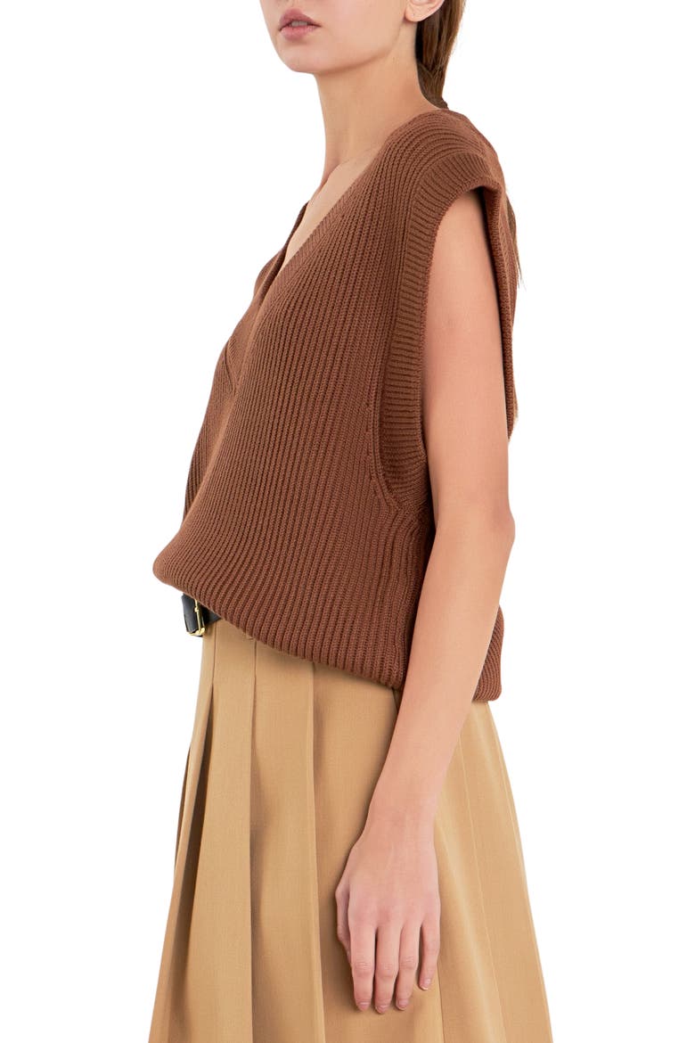 Throw On Sweater Vest, Alternate, color, CHOCOLATE