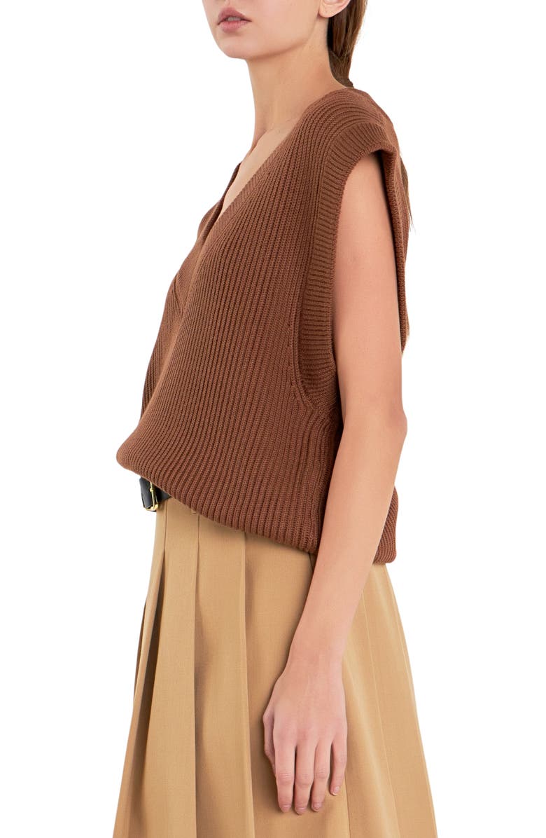 English Factory Throw On Sweater Vest, Alternate, color, Chocolate