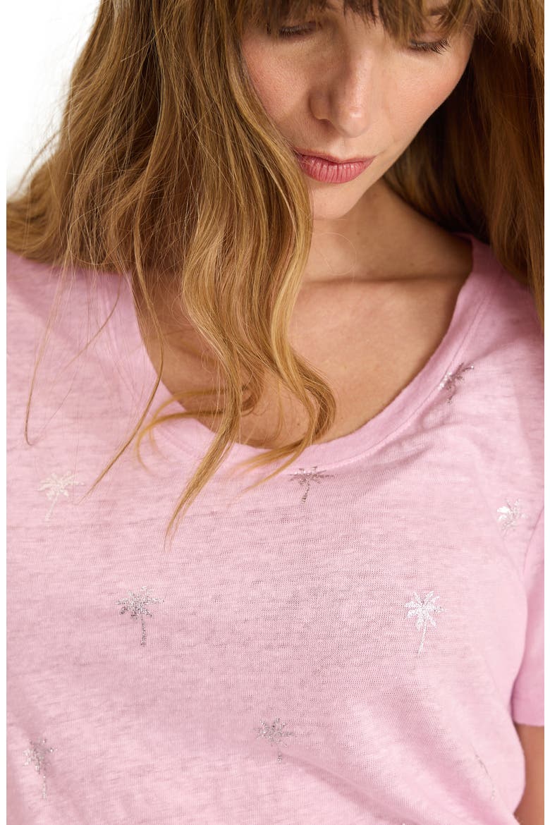 Linnea Coastal Fronds Linen Shirt, Alternate, color, CYBER LIGHT