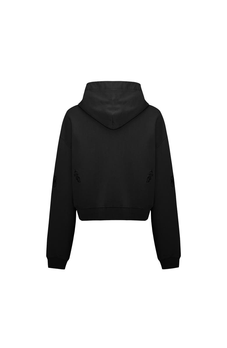 PCFG Cotton Destroyed Zip Up Hoodie, Alternate, color, Black