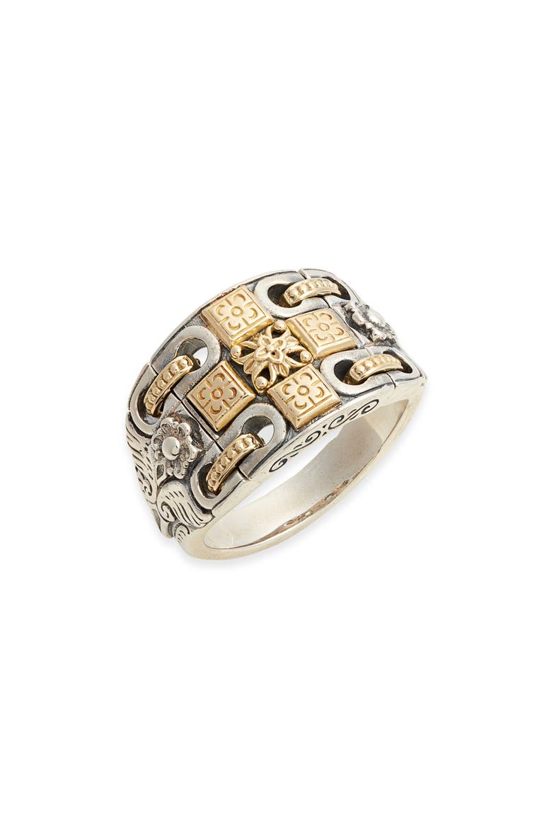 Kleos Wide Engraved Ring, Main, color, SILVER/ GOLD