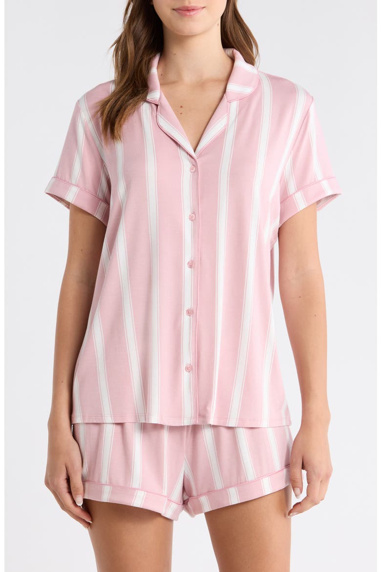 Moonlight Eco Short Pajamas, Main, color, PINK- IVORY RIVIERA STRIPE